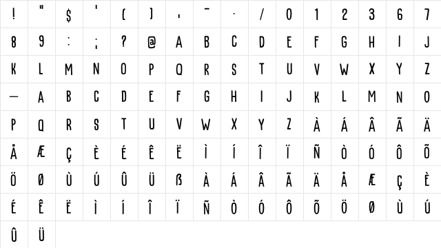 Kapsalon Print DEMO Regular  glyph index