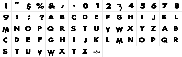 Scream Real Regular  glyph index