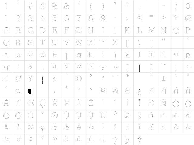 Gatlinburg Gossamer NF Regular  glyph index