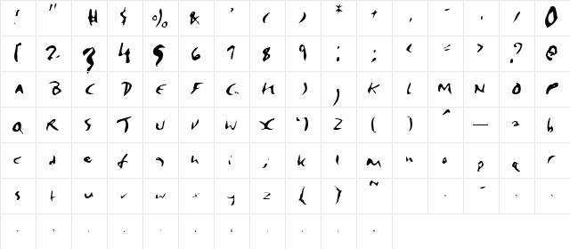 Badpalace 1 Regular  glyph index