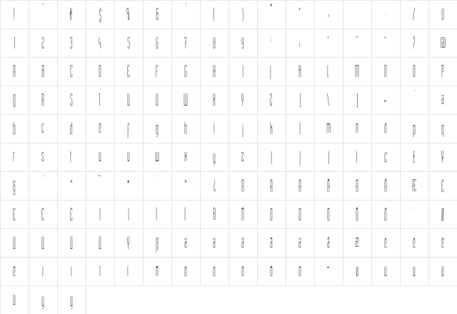 ST Moviehead Ultra-condensed Medium  glyph index