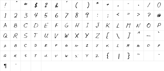 Edward Regular  glyph index