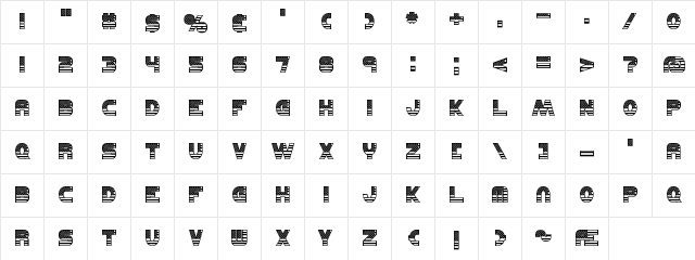 UNITED BRK Regular  glyph index