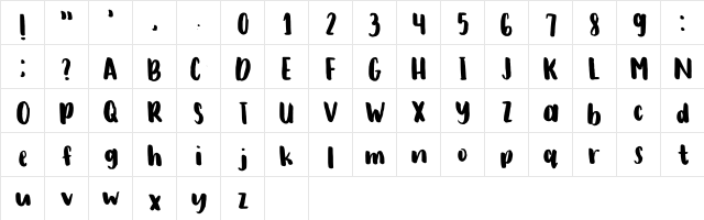 Joyce Regular  glyph index