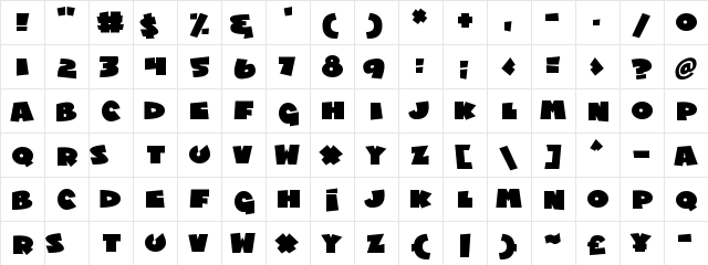 Chublings Regular  glyph index