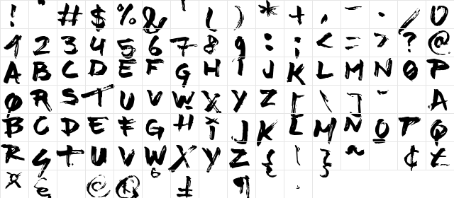 Time Machino Regular  glyph index