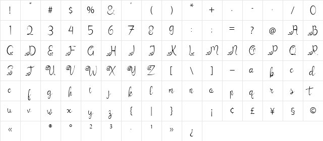 Catrina Demo Regular  glyph index