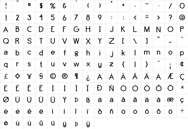 FZ BASIC 4 Normal  glyph index