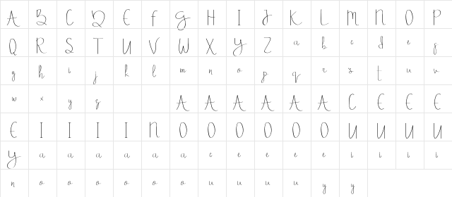 Aneetha Demo Regular  glyph index