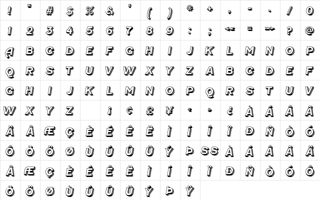 Fenwick Olden Regular  glyph index