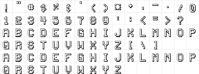 Palm Top Regular  glyph index