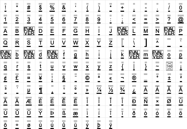 spButtons Semi Bold  glyph index