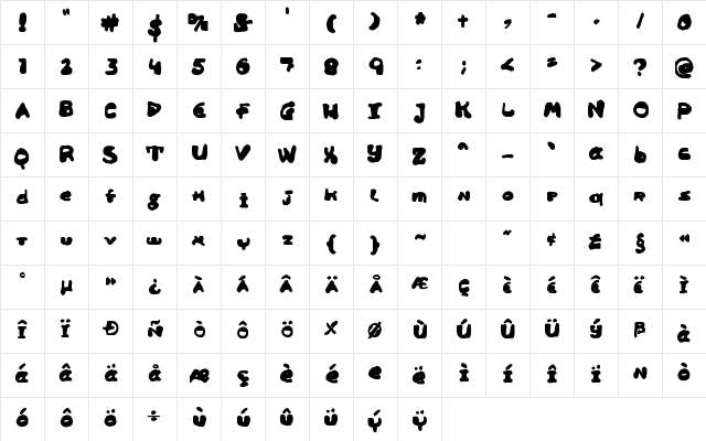 Area 51 UFO Alien Greeting Regular  glyph index