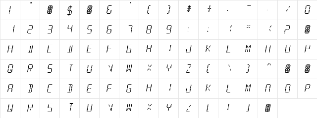 Digital Readout Regular  glyph index
