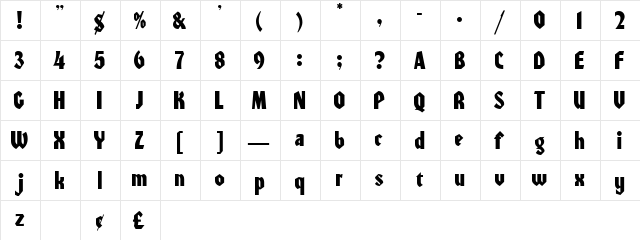 Zayin Display SSi Regular  glyph index