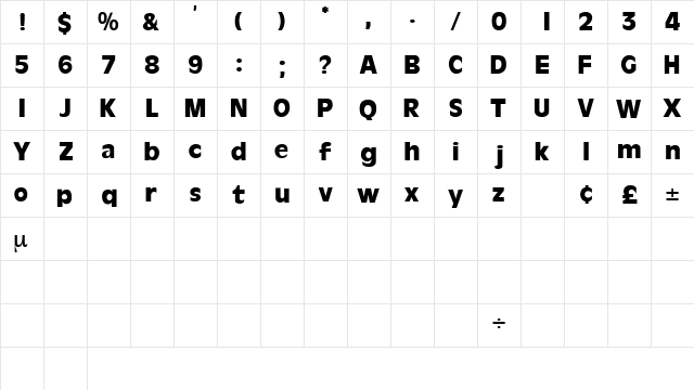 CartesDisplaySSK Regular  glyph index