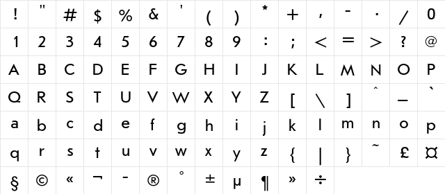 JournalSansC Regular  glyph index