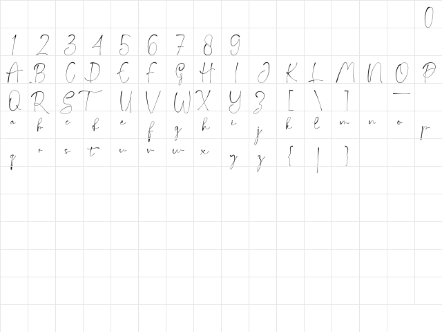 Bevalonia Regular  glyph index
