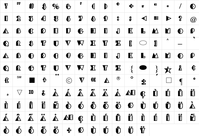Cg Eclipse Regular  glyph index