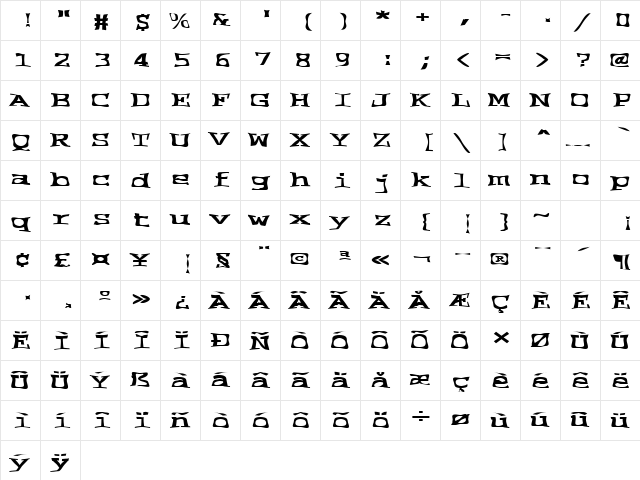 FZ WARPED 2 EX Normal  glyph index