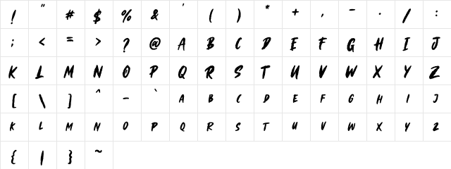Gillattoz Regular  glyph index
