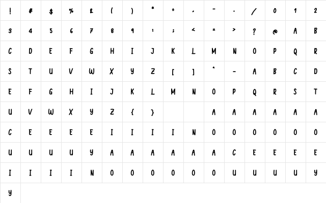 Welcome December Regular  glyph index