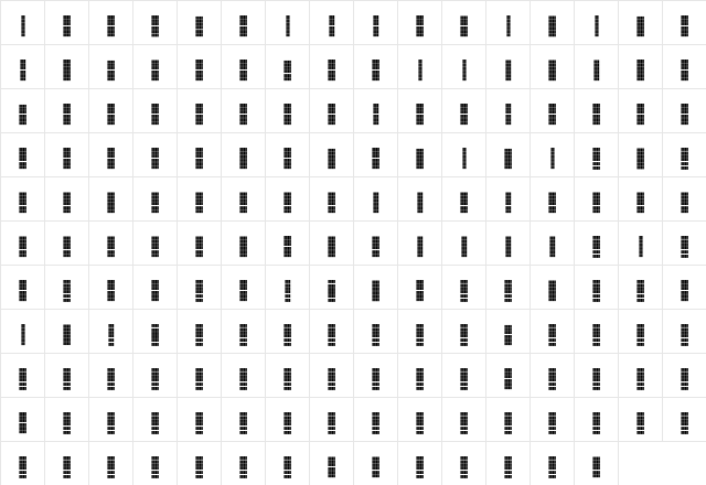 Luggagetag Grid  glyph index