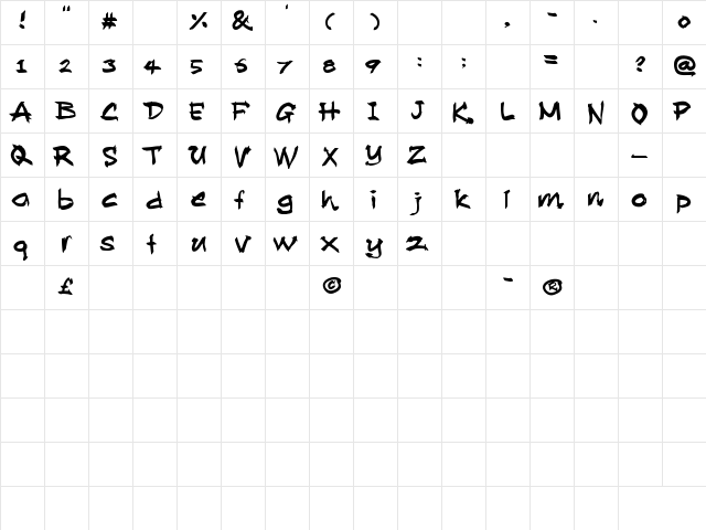 Allan Rooster Regular  glyph index