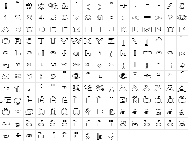 FZ BASIC 58 HOLLOW EX Normal  glyph index
