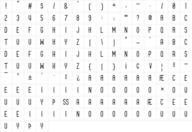 Team Athletics Regular  glyph index