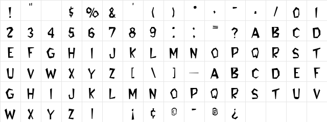 ROBINIA Regular  glyph index