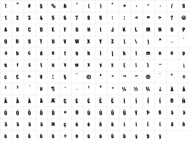 Childs Regular  glyph index