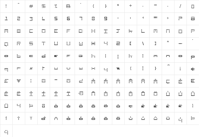 SidesAndCorners Regular  glyph index