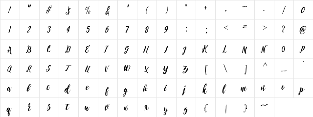 Chameleon Regular  glyph index