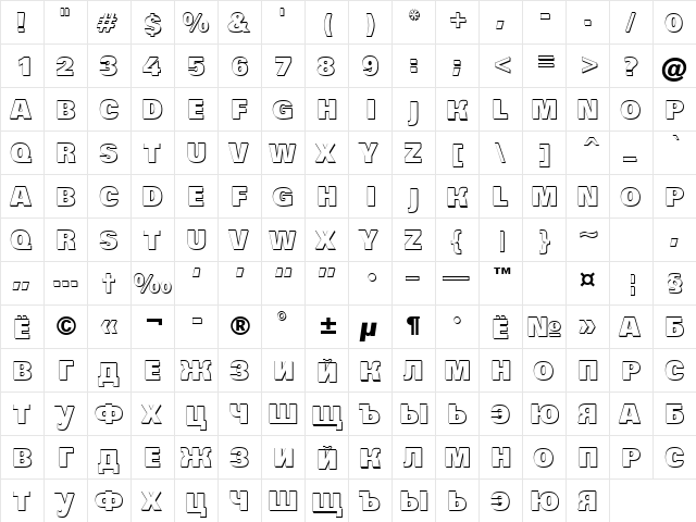 a_GroticTitulShHv Regular  glyph index