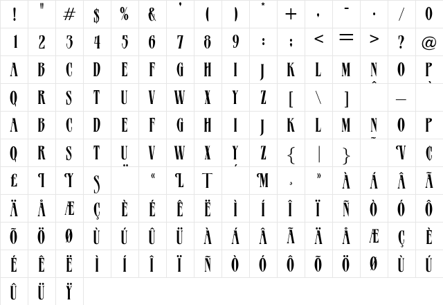 OPTIProtea Regular  glyph index