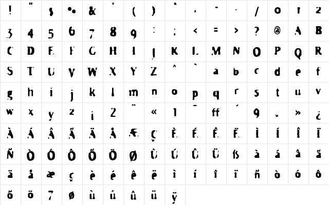 HateNote Threatening  glyph index
