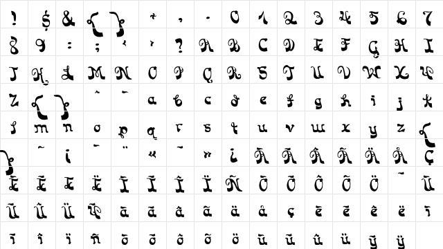 LaPlaya Medium  glyph index