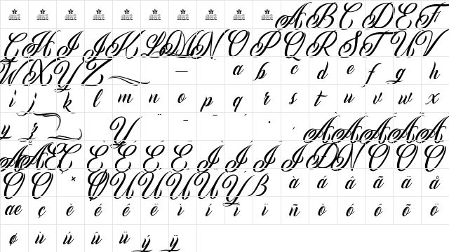 Inked Babes Regular  glyph index