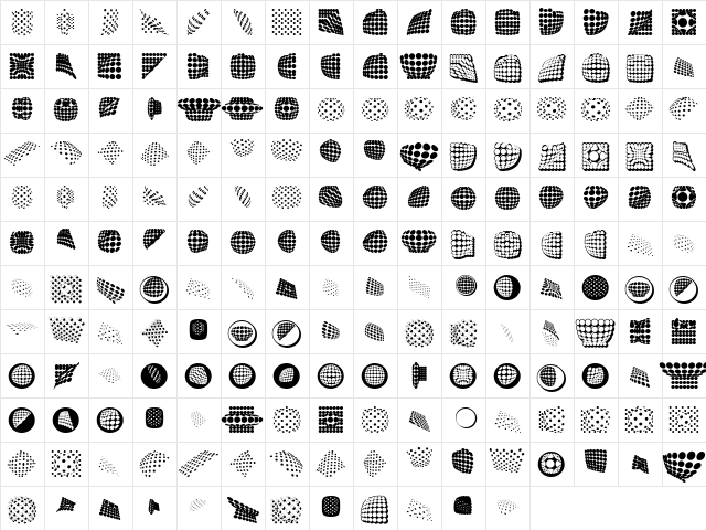 Griddies Regular  glyph index