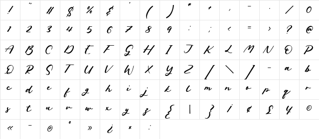 Phantom Rider Regular  glyph index
