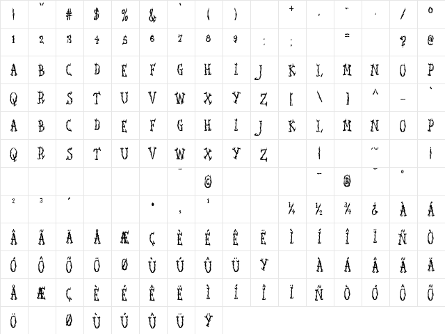 FFX Fire Regular  glyph index