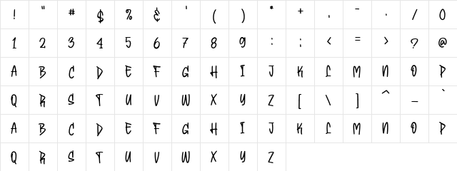 Bembies Regular  glyph index