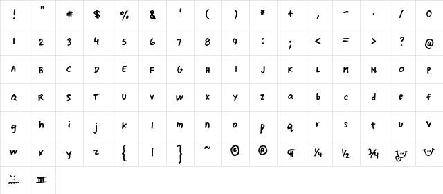 LN Regular  glyph index