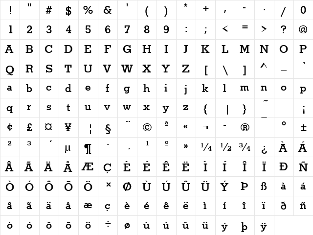 Stymie Becker Med Regular  glyph index