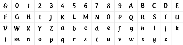 Lambola Regular  glyph index
