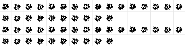KR Leafy Alpha Regular  glyph index