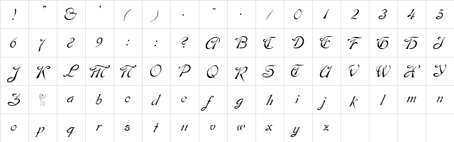 Prenuptial 3 Plain  glyph index