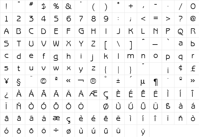 Benguiat Gothic Regular  glyph index