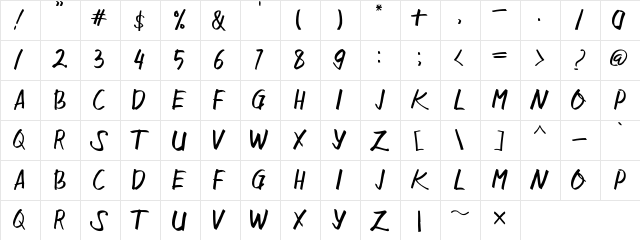 Sangkalaen Font Regular  glyph index